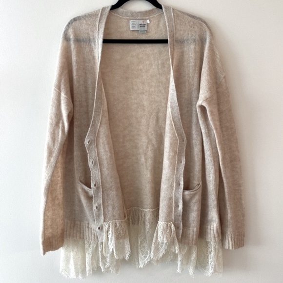 Anthropologie Saturday Sunday Lace Hem Alpaca Blend Cardigan - Picture 10 of 13